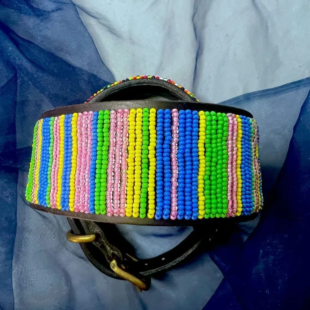 Hand beaded large dog collar